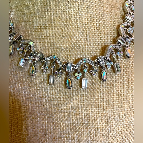 Silver Necklace with Stunning, Iridescent Aurora Borealis Crystal Accents - Picture 6 of 13